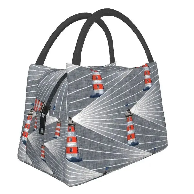 Nautical Cooler Lunch Box Red and White Stripes