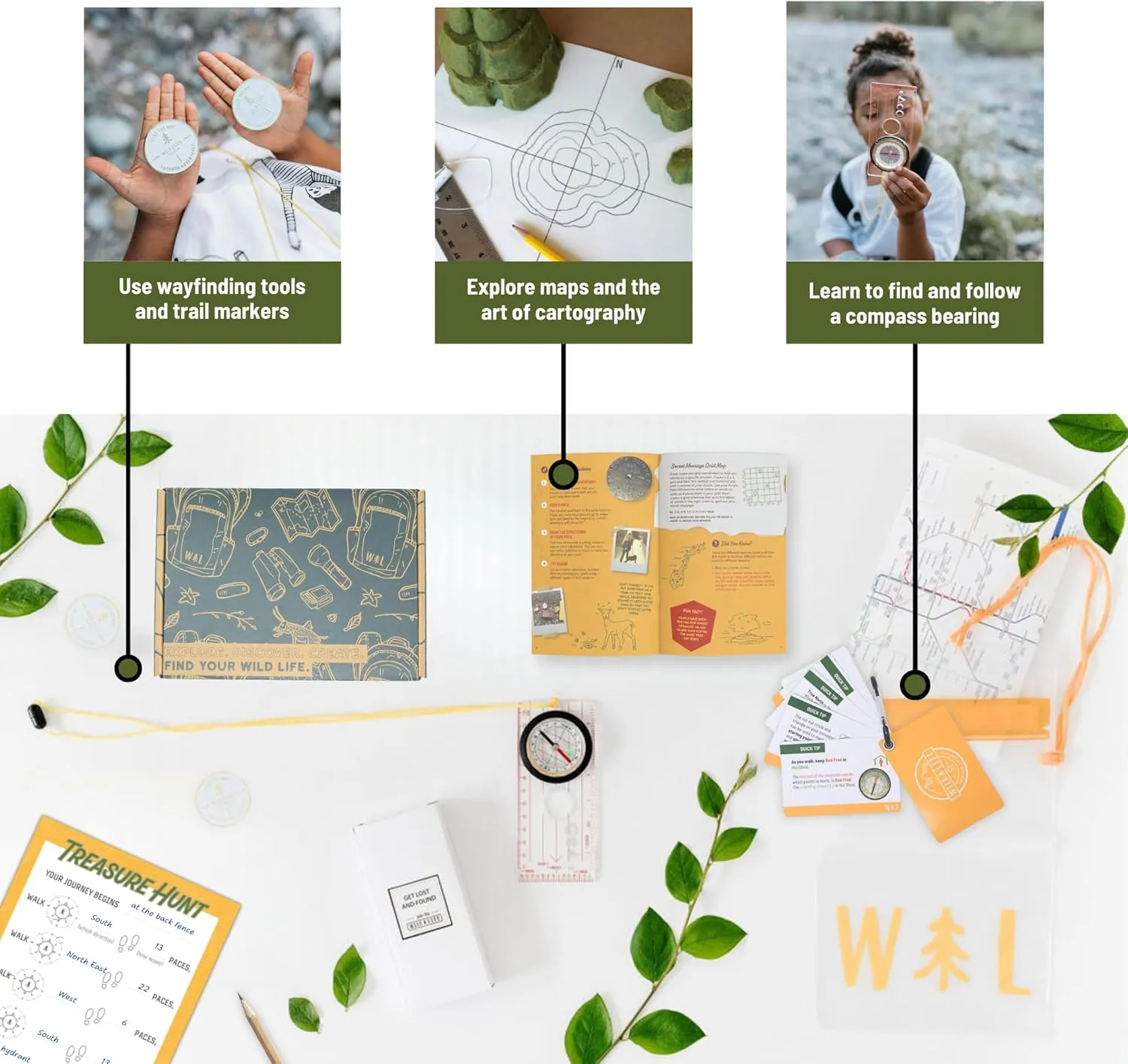 Navigation Trailblazer Outdoor Adventure Kit – Quality Exploration Gear & Activities – Ideal for Kids' Nature Fun & Creativity (TWL-Oak-NAV)
