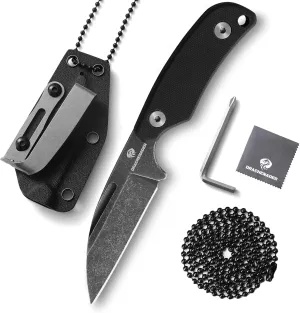 Neck Knife with Sheath and Necklace X-YTT, D2 Steel Sheepsfoot-Point 5.79" Small Fixed Blade Knife for Men, EDC Full Tang Neck Knife with Belt Clip