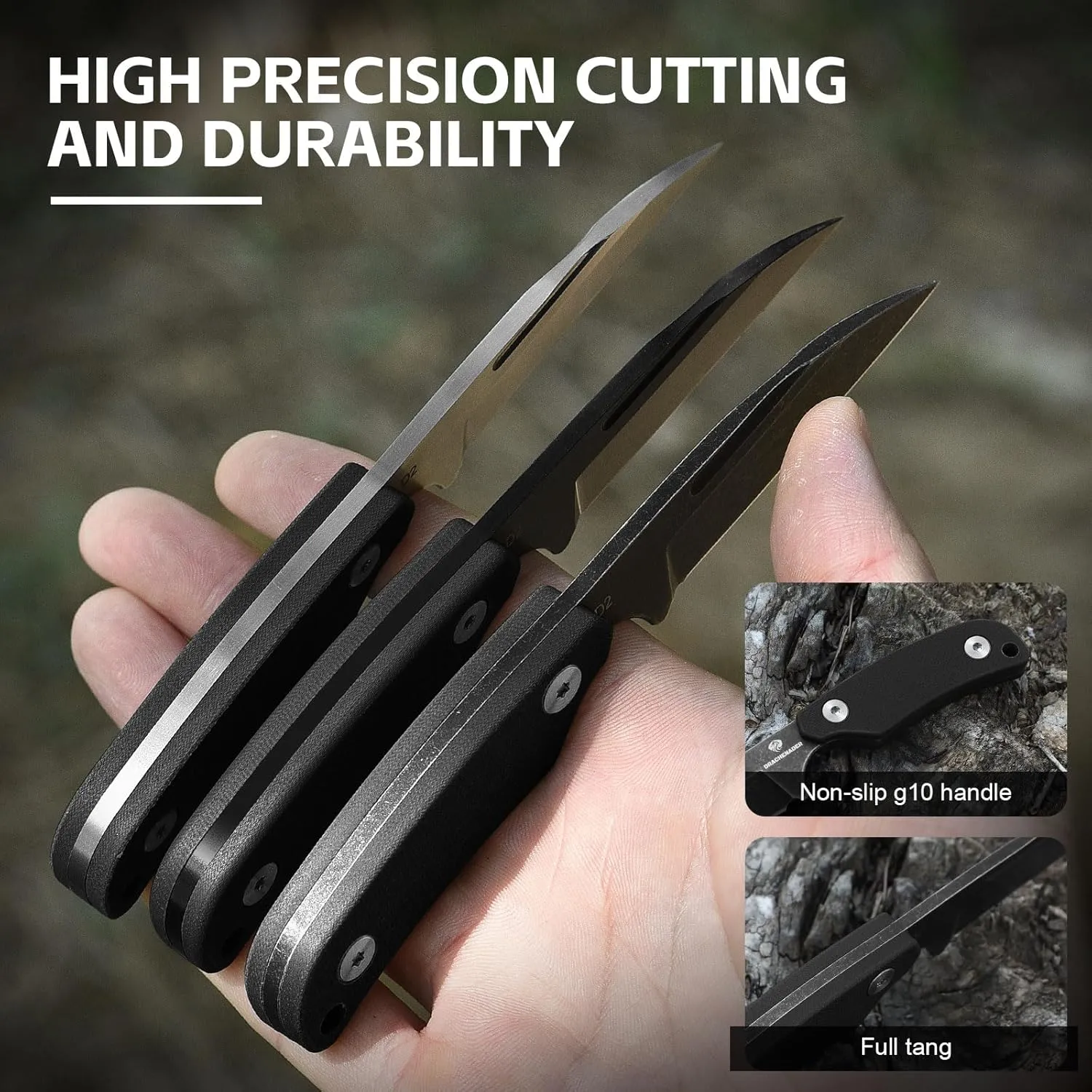 Neck Knife with Sheath and Necklace X-YTT, D2 Steel Sheepsfoot-Point 5.79" Small Fixed Blade Knife for Men, EDC Full Tang Neck Knife with Belt Clip
