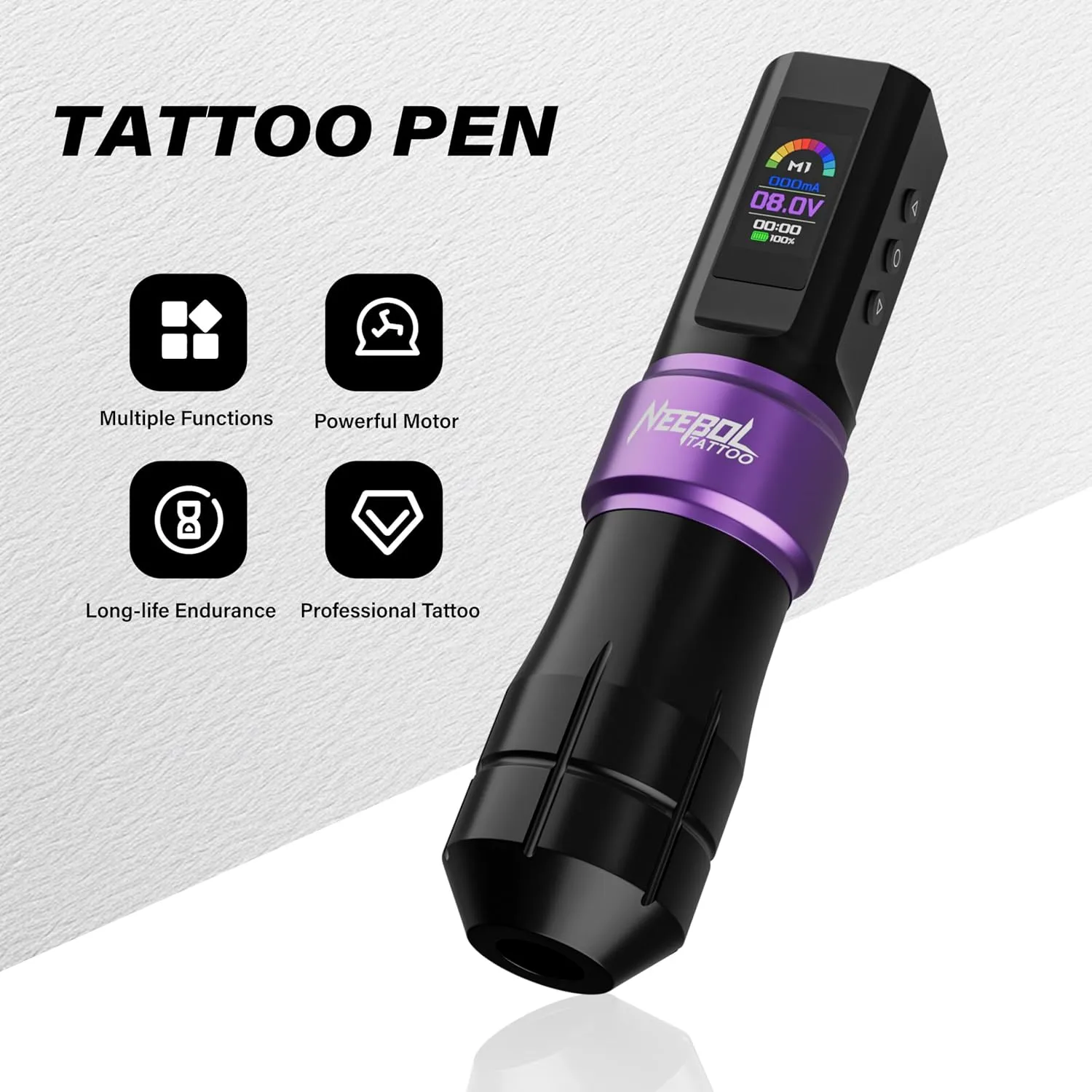 Neebol Wireless Tattoo Gun kit with Mode Memory, Cordless Rotary Tattoo Pen with 6h Battery Life, Easy Adiustment, Tattoo Supplies, Complete Tattoo Machine Kit Gift for Beginners and Professionals
