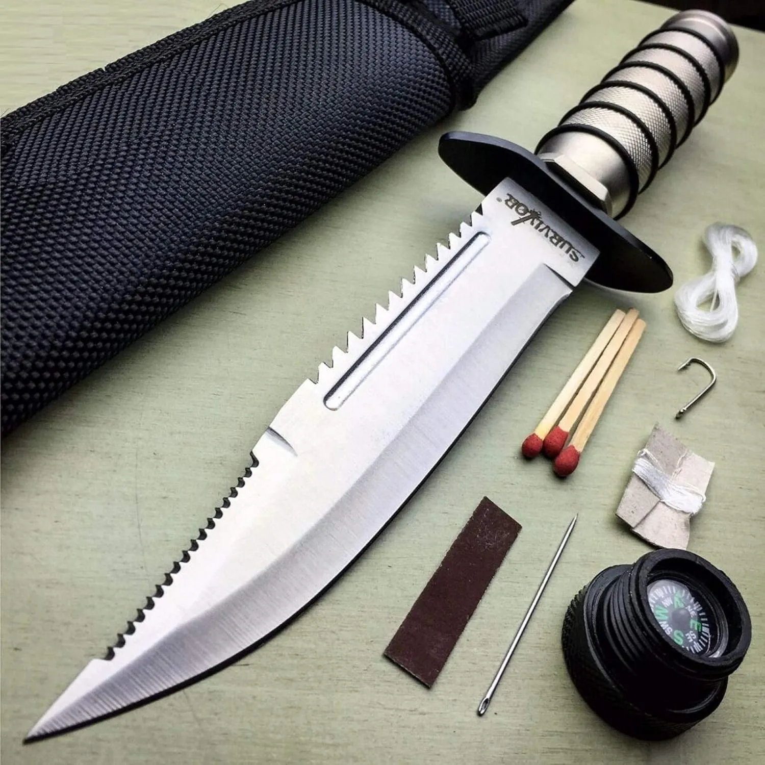 New 10" TACTICAL SURVIVAL Rambo Hunting FIXED BLADE EcoGift Nice Knife with Sharp Blade Army Bowie w/ SHEATH- Great For Fun And Practical Use