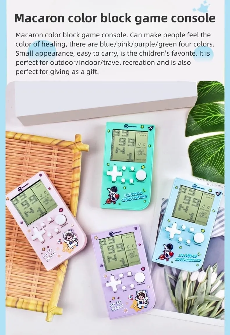 New Block Game Console with 26 Game Macaron Colors Retro Game Machine Pocket Game Machine Brick Game/Racing/Tank Battle Puzzle Toy Electronic Nostalgic Handheld Device Children's Gift (Green)