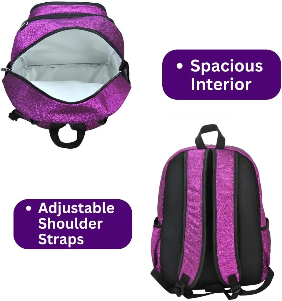 NGIL Glitter Performance Large Canvas Sports Backpack, Dance Backpack, Gymnastics, Cheerleader Essential Backpacks (Glitter-Purple)