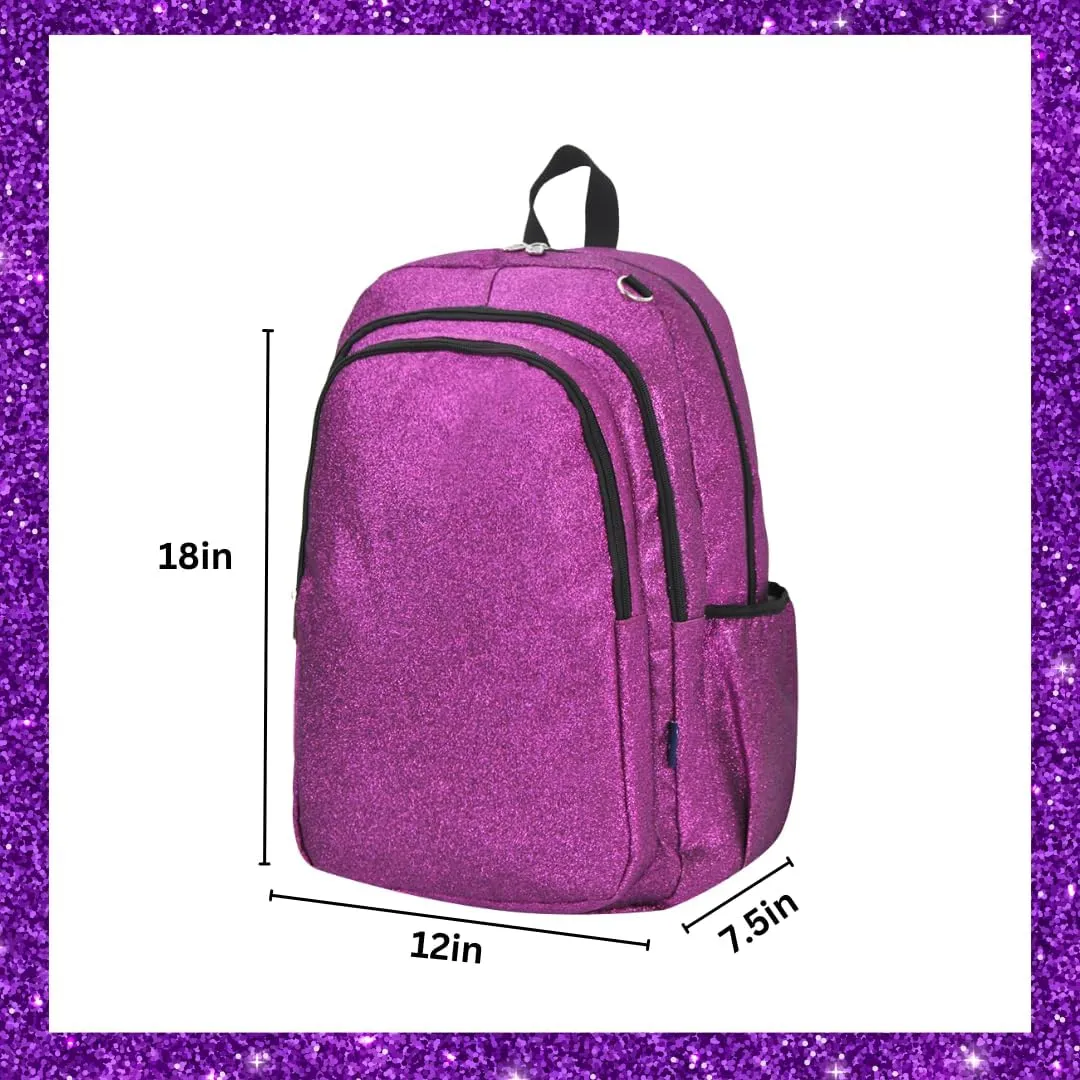 NGIL Glitter Performance Large Canvas Sports Backpack, Dance Backpack, Gymnastics, Cheerleader Essential Backpacks (Glitter-Purple)