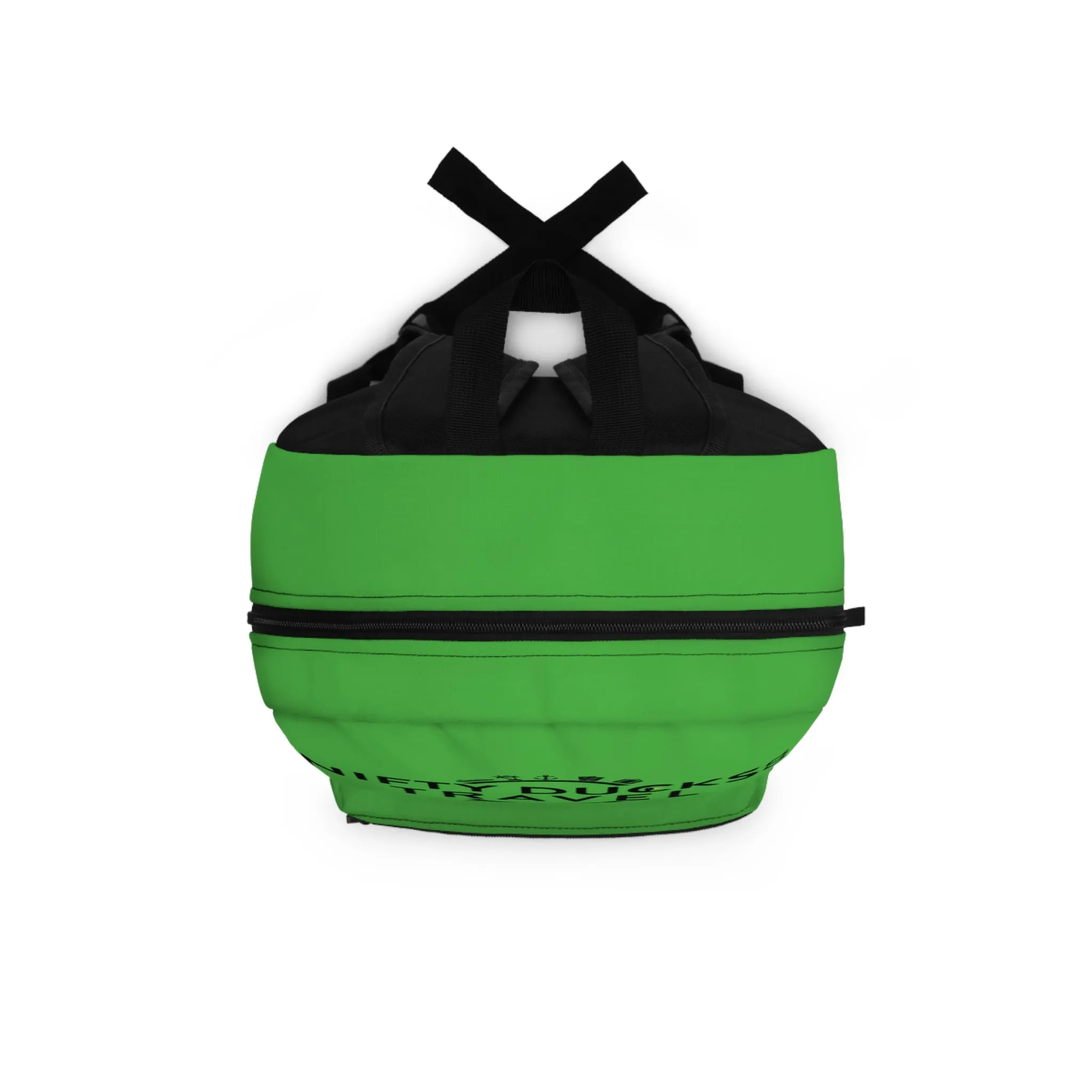 Nifty Ducks Travel Logo Backpack - Travel Bag with Black Duck Design - Lime Green