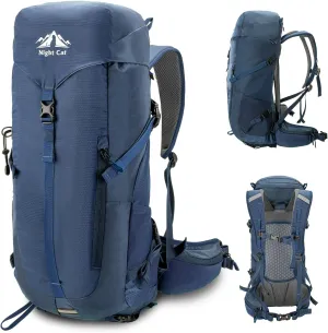 Night Cat Internal-frame Hiking Backpack: 30L Camping Backpack for Men Women Lightweight Waterproof Blue