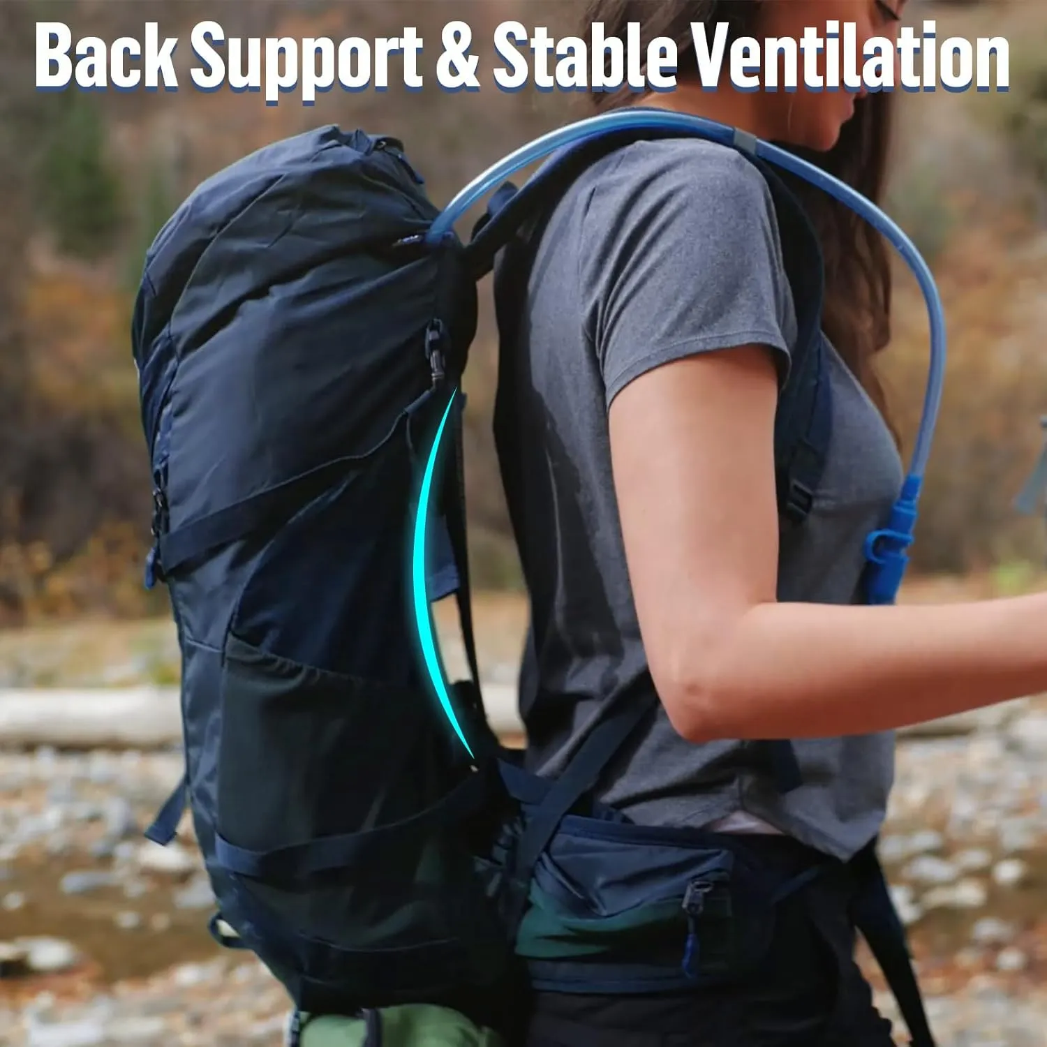 Night Cat Internal-frame Hiking Backpack: 30L Camping Backpack for Men Women Lightweight Waterproof Blue