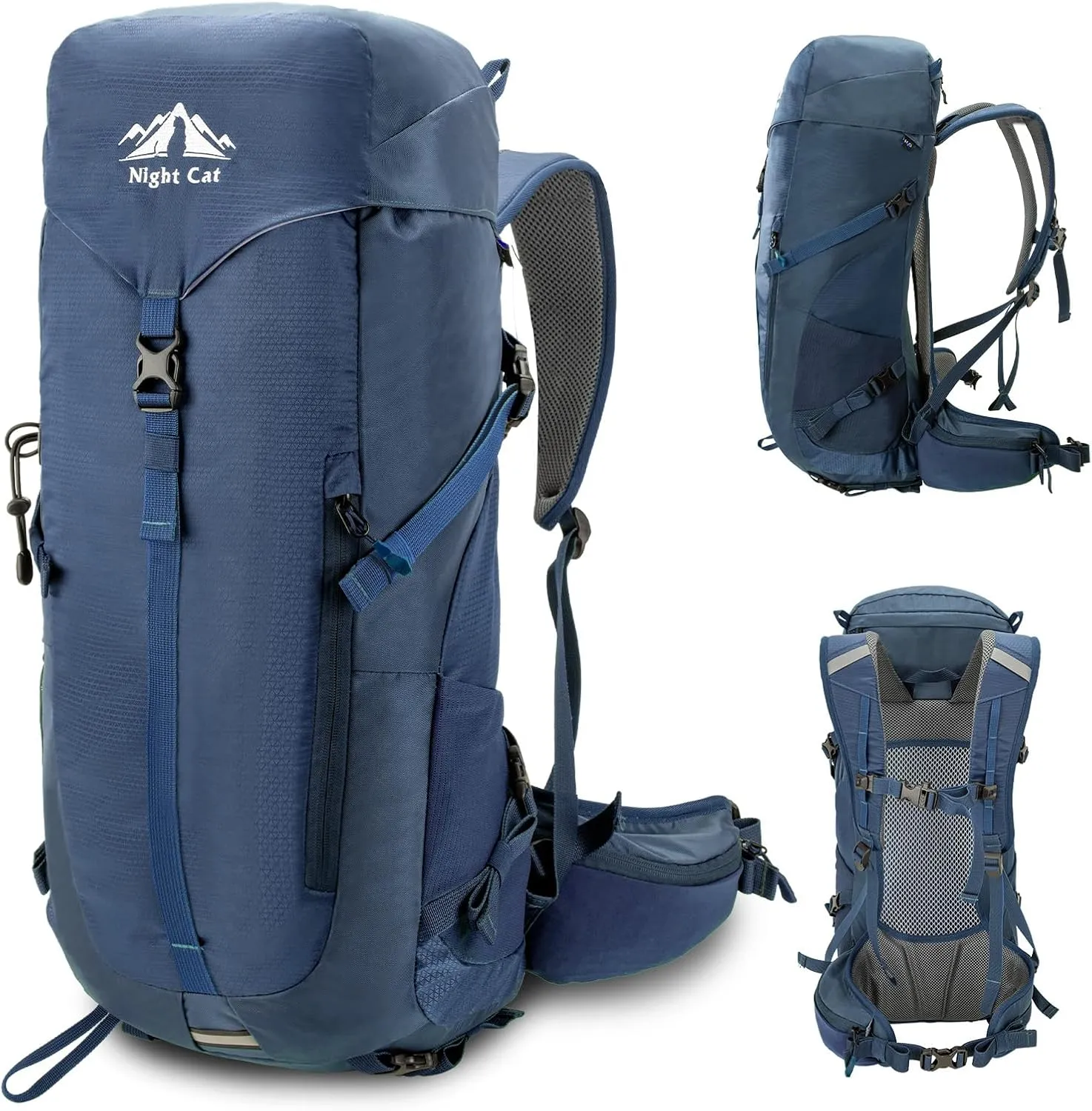 Night Cat Internal-frame Hiking Backpack: 30L Camping Backpack for Men Women Lightweight Waterproof Blue