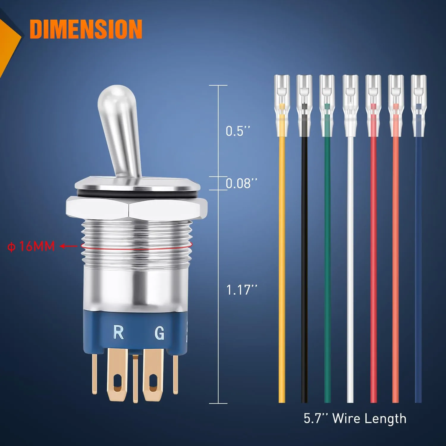 Nilight 3PCS RGB Toggle Switch 12-24V Rocker Switch RED Green Blue LED Lighted w/Pre-Wired Harness Stainless Steel Latching On Off Switches Waterproof for Boats Cars Trucks RV, 2 Years Warranty