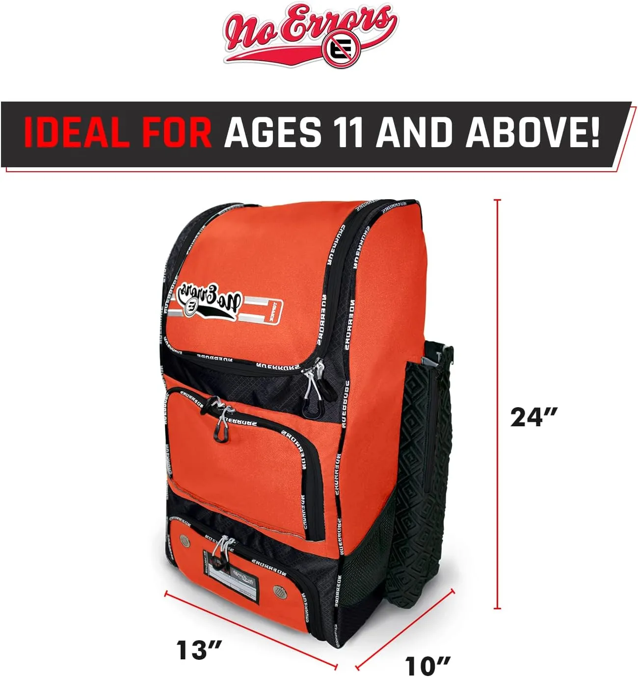 No Errors Top Pick Baseball Backpack for Kids - Heavy Duty Youth Baseball and Softball Bag with Fence Hooks - Dual Glove and Bat Compartments