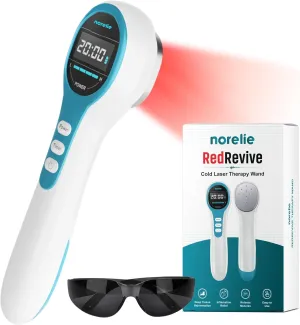 Norelie RedRevive Cold Laser Therapy Device - Portable Infrared and Red Light Therapy Wand for Relief of Joints, Muscle and Body Pain, Dual Wavelength Technology with 4 Intensity Levels