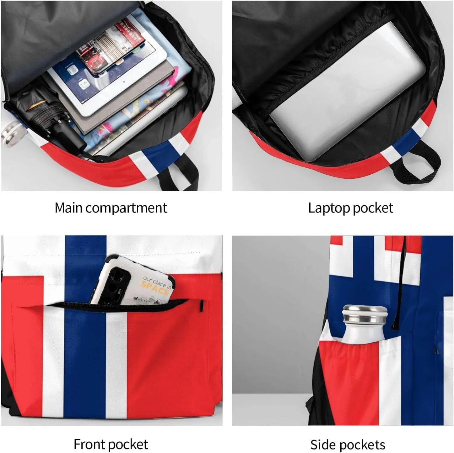 Norway Norwegian Flag Round Backpack Large Capacity Backpack Lightweight Double Shoulder Bag For Women Men Travel