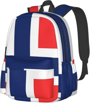 Norway Norwegian Flag Round Backpack Large Capacity Backpack Lightweight Double Shoulder Bag For Women Men Travel