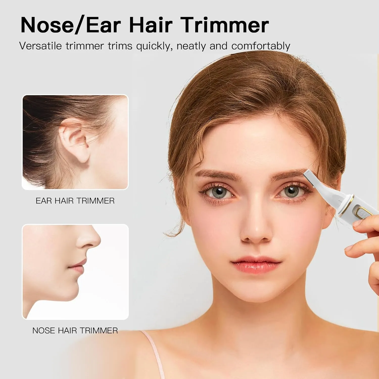 Nose Hair Trimmer for Women Men, 2025 Painless USB Rechargeable Nose Hair Clippers, Ear Trimmer for Women Men, Professional IPX7 Waterproof Dual Edge Blades (White)