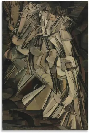 Nude Descending A Staircase, No. 2 by Marcel Duchamp Canvas Painting Wall Art Poster for Bedroom Living Room Decor 08x12inch(20x30cm) Unframe-style