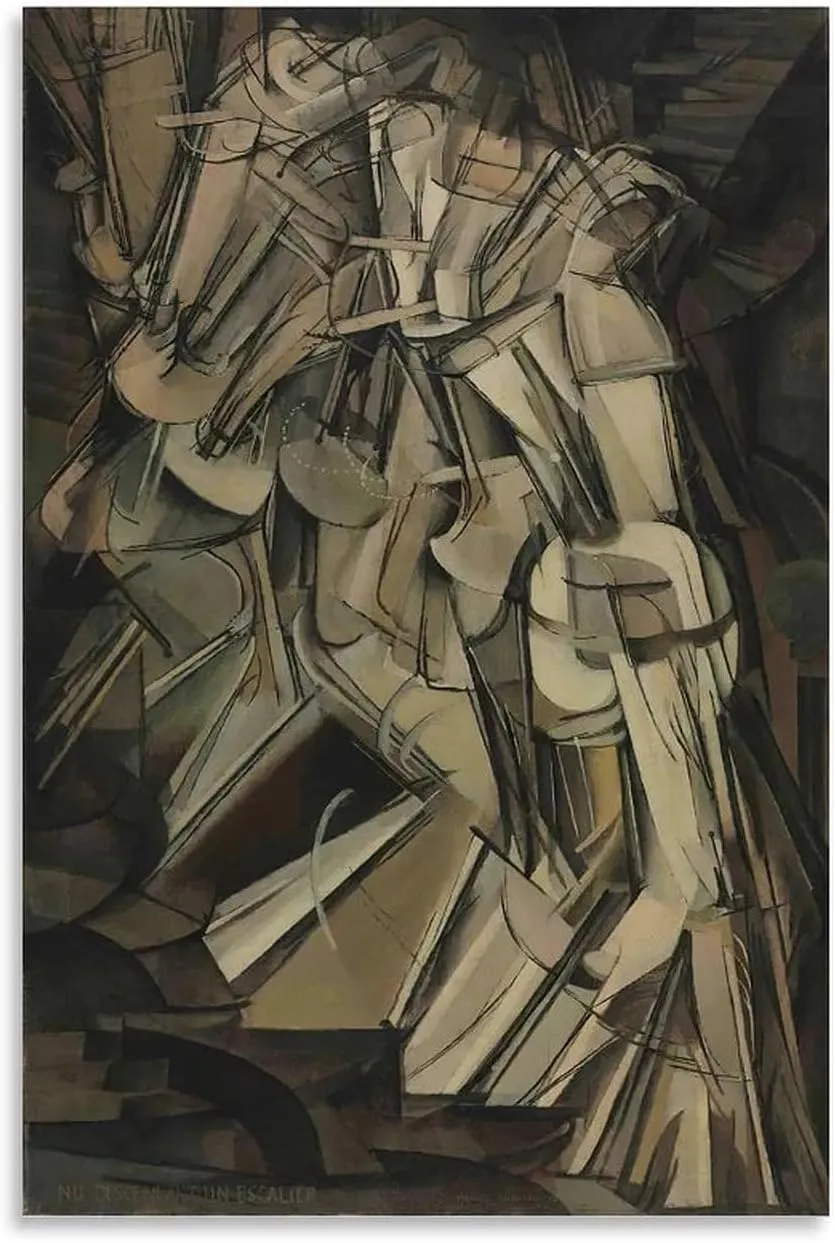 Nude Descending A Staircase, No. 2 by Marcel Duchamp Canvas Painting Wall Art Poster for Bedroom Living Room Decor 08x12inch(20x30cm) Unframe-style
