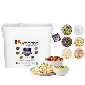 Numanna Defender Pack with Meat Bucket 216 Servings 1-Month Emergency Food Supply with Protein Easy-to-Prepare Survival Meals for Everyday Use, Camping & Prepping | 25  Year Shelf Life | Made in USA