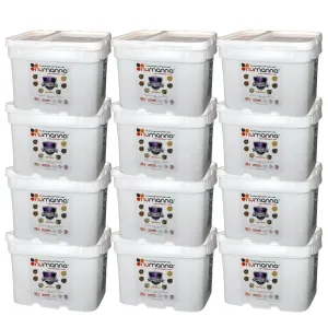 Numanna Dozen Defender Pack with Meat Buckets 2,592 Servings Protein Survival Pack 38,780 Calories Per Bucket Easy to Prepare Emergency Food No Added Preservatives Made In USA 25  Year Shelf Life