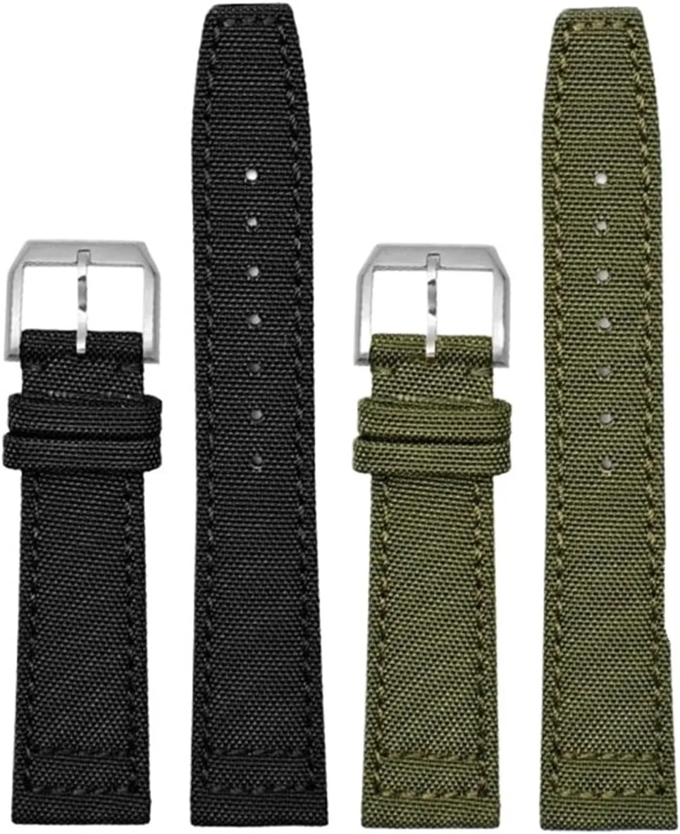 Nylon Waterproof Warchband Fit For Universal Fit For Pilot Fit For Portuguese Canvas back Leather men's Watch Strap Army Green 20 21MM 22MM Bracelet