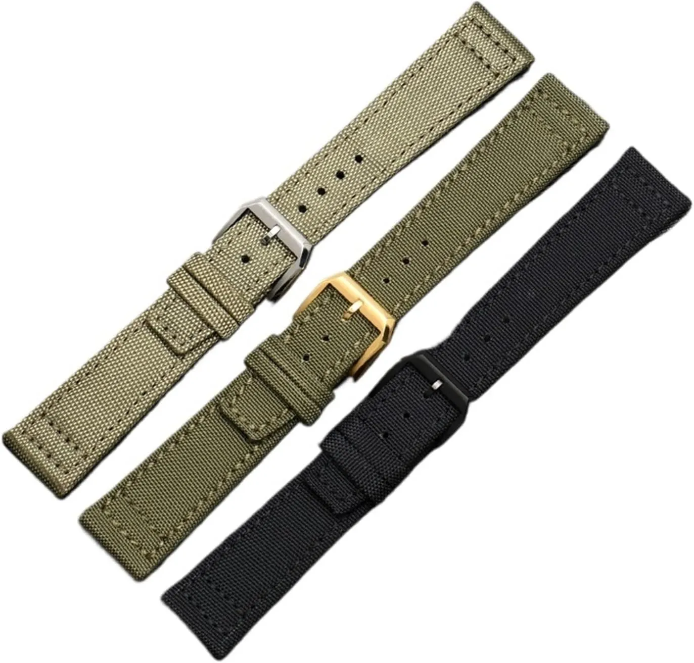 Nylon Waterproof Warchband Fit For Universal Fit For Pilot Fit For Portuguese Canvas back Leather men's Watch Strap Army Green 20 21MM 22MM Bracelet