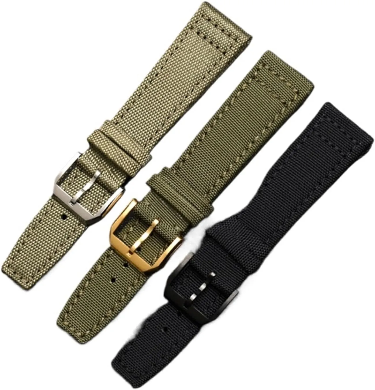 Nylon Waterproof Warchband Fit For Universal Fit For Pilot Fit For Portuguese Canvas back Leather men's Watch Strap Army Green 20 21MM 22MM Bracelet
