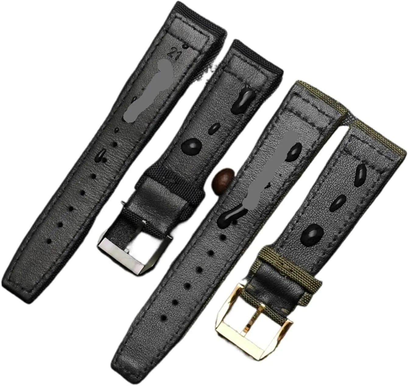 Nylon Waterproof Warchband Fit For Universal Fit For Pilot Fit For Portuguese Canvas back Leather men's Watch Strap Army Green 20 21MM 22MM Bracelet