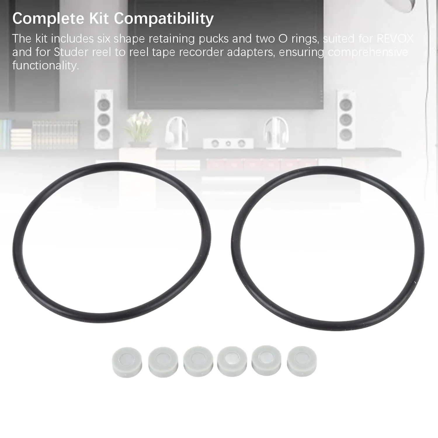 O for Nab Hub Adapter, Rubber Nab Hub Adapter Overhaul Kit with 6 Pucks and 2 Sealing Rings, for Studer Tape Recorder (Gray)