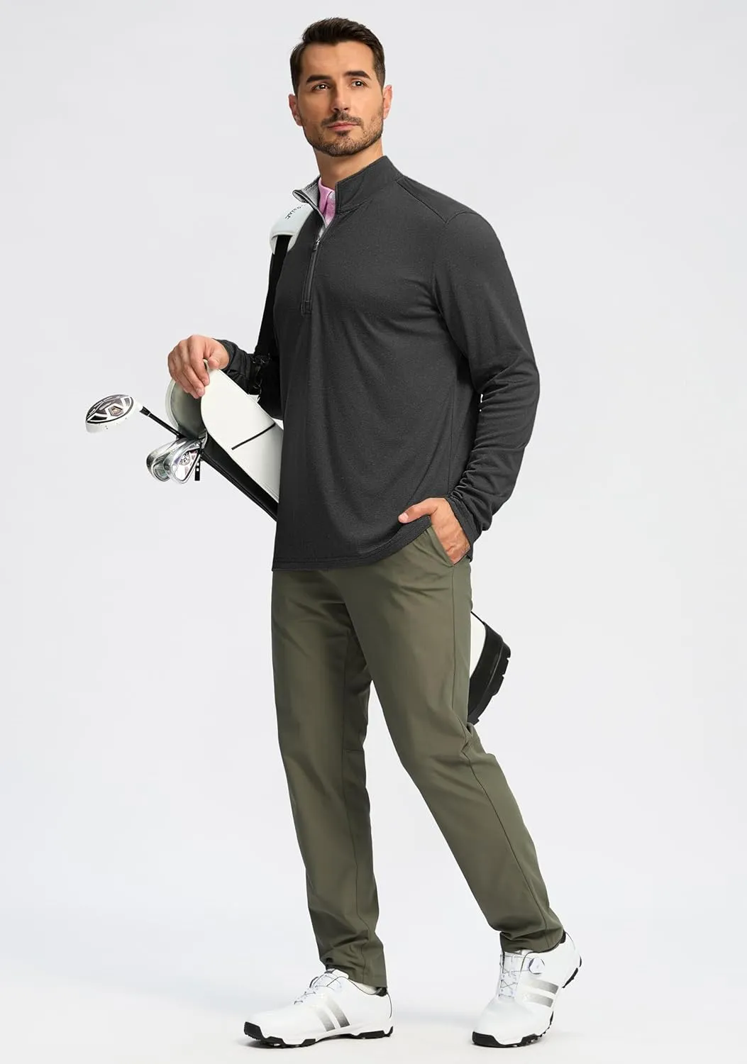Obla Golf Quarter Zip Pullover for Men Mock Neck Sweatshirt Lightweight Sun Protection Men's Long Sleeve Golf Shirt