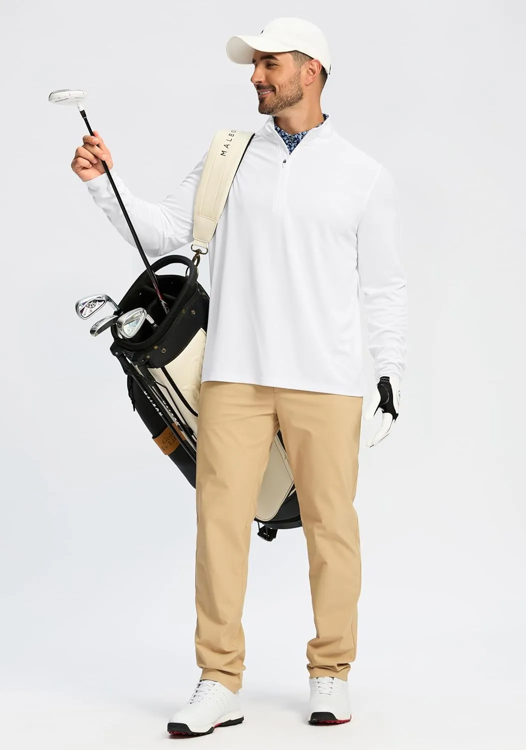 Obla Golf Quarter Zip Pullover for Men Mock Neck Sweatshirt Lightweight Sun Protection Men's Long Sleeve Golf Shirt