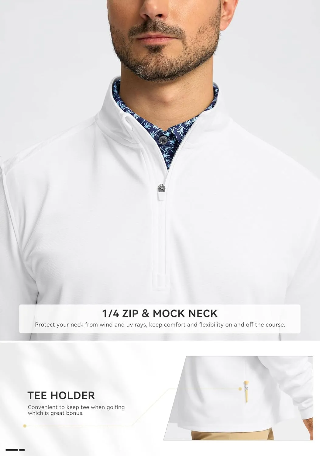 Obla Golf Quarter Zip Pullover for Men Mock Neck Sweatshirt Lightweight Sun Protection Men's Long Sleeve Golf Shirt