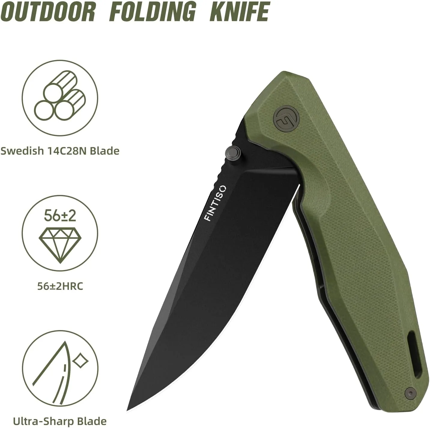 Odyssey Pocket Knife, 3.22" Folding knife with Premium 14C28N Blade, G10 Handle, Small EDC Knife with Pocket Clip for Men Women, Sharp Outdoor Camping Survival Hiking Knives