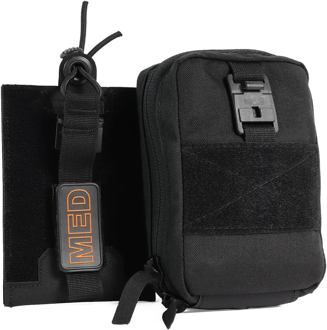 Off Grid Law Enforcement IFAK | Rip-Away Trauma Kit for LE | Compact Medical Bag with Chest Seal, ETD, Gauze (Black, Basic)
