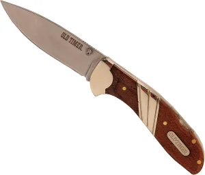 Old Timer 31OT Medium Lockback 6.5in High Carbon S.S. Folding Pocket Knife with 2.9in Drop Point Blade and Wood Handle for Hunting, Whittling, Carving, Camping, EDC, and Outdoors