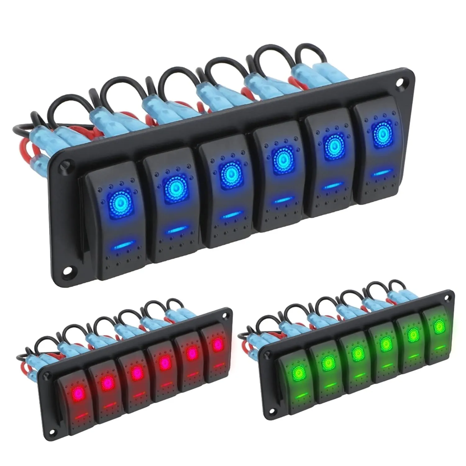 ON-Off Rocker Switch Panel Light Toggle 12V / 24V 6 Buttons Waterproof LED Cartronics for Marine Boat Caravan RV Car Accessories(Others 2 Buttons)