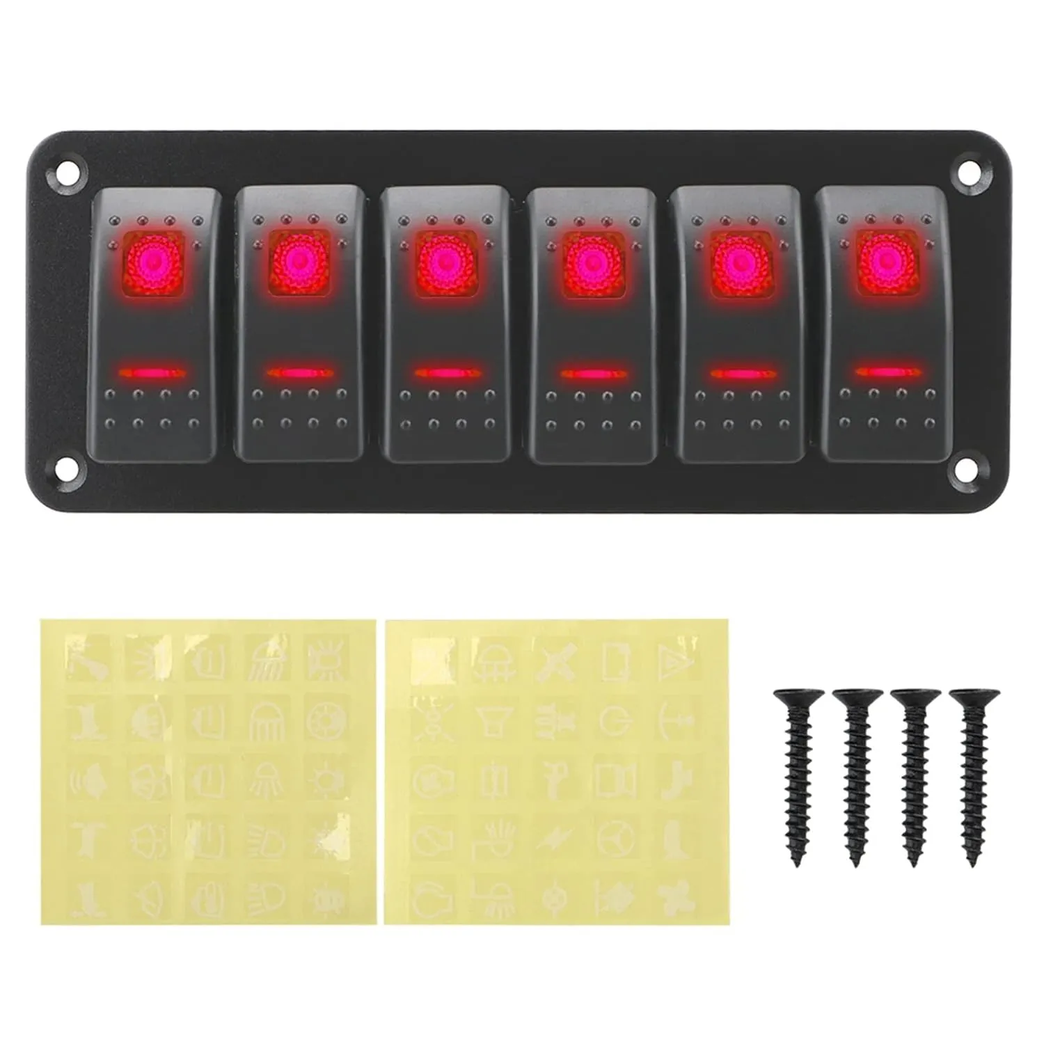 ON-Off Rocker Switch Panel Light Toggle 12V / 24V 6 Buttons Waterproof LED Cartronics for Marine Boat Caravan RV Car Accessories(Others 2 Buttons)