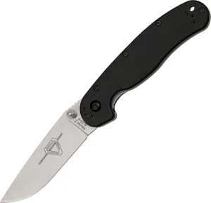 Ontario Knife Company Rat II, Satin AUS-8 Stainless Steel Drop-Point Blade Folding Pocket Knife, Black Nylon Handle Liner Lock Knife, Everyday Carry Knife – ON8860