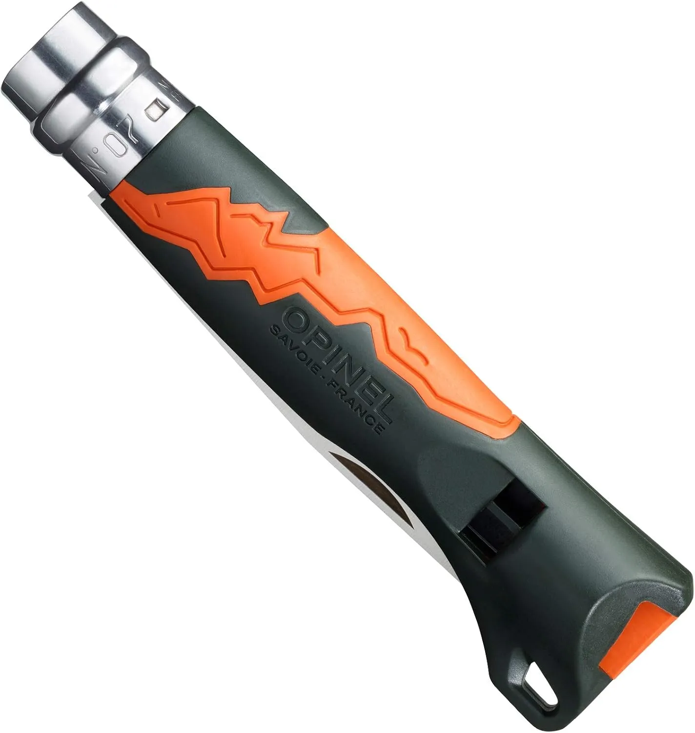 Opinel Outdoor Junior No. 07 Stainless Steel Folding Knife with Safety Rounded Tip, Integrated Whistle, Made in France