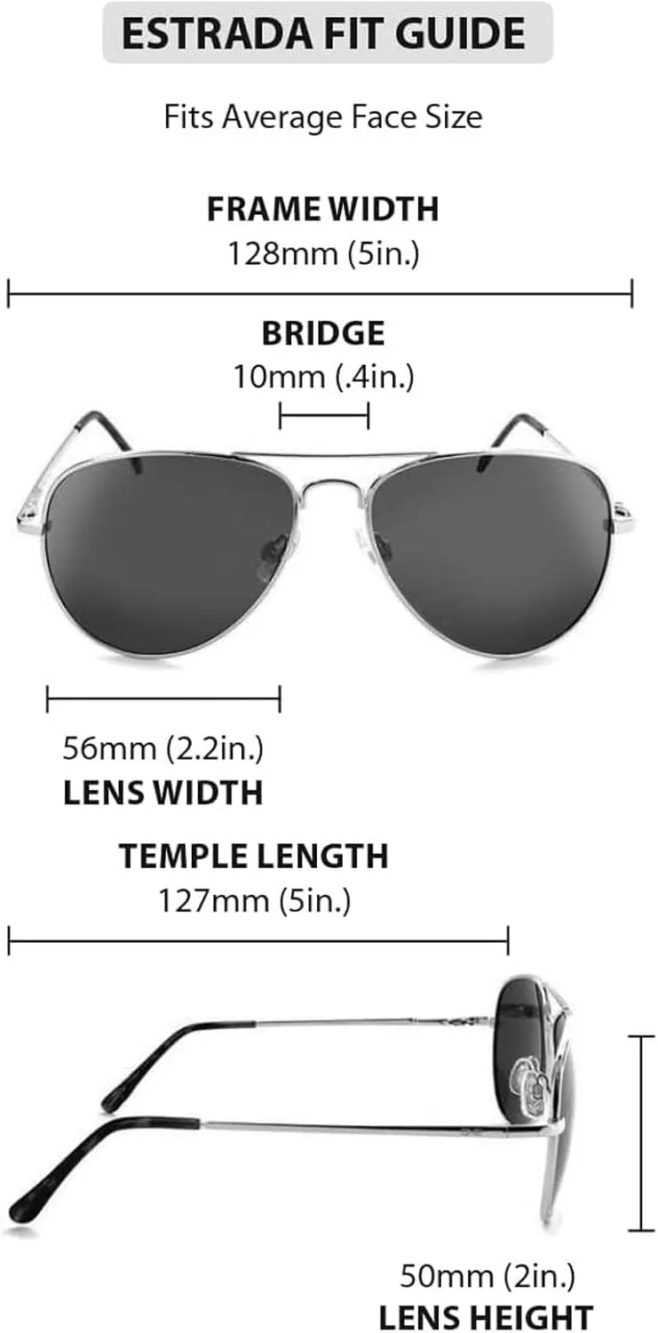 Optic Nerve Unisex Estrada Polarized Aviator Sunglasses | Lightweight Durable UV Protection Shades for Outdoor & Everyday Use