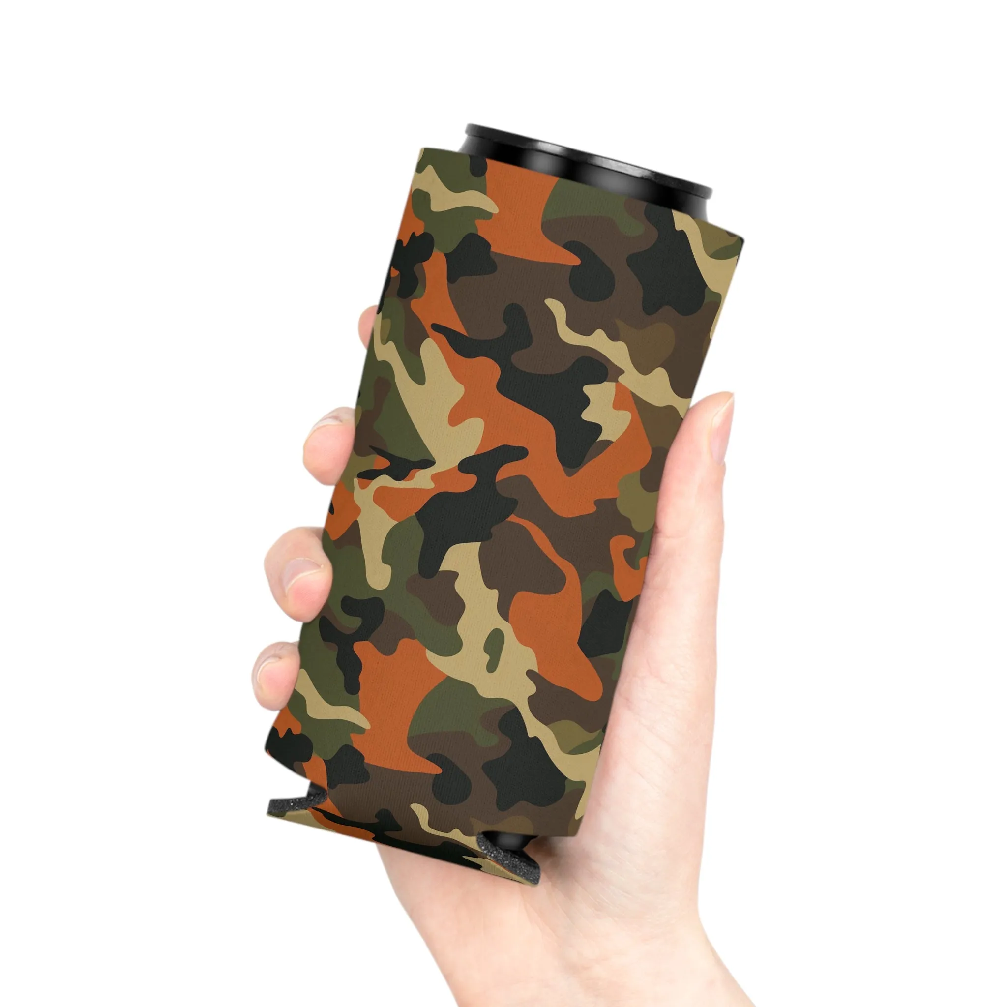 Orange Camo Can Cooler