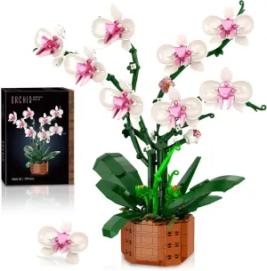Orchid Building Blocks Set with LED Light – DIY Artificial Flower Kit for Home Decoration, for Adults and Kids 6-14,Ideal for Birthdays,Special Occasions,729-Piece，Mother 's Day Gift Ideas