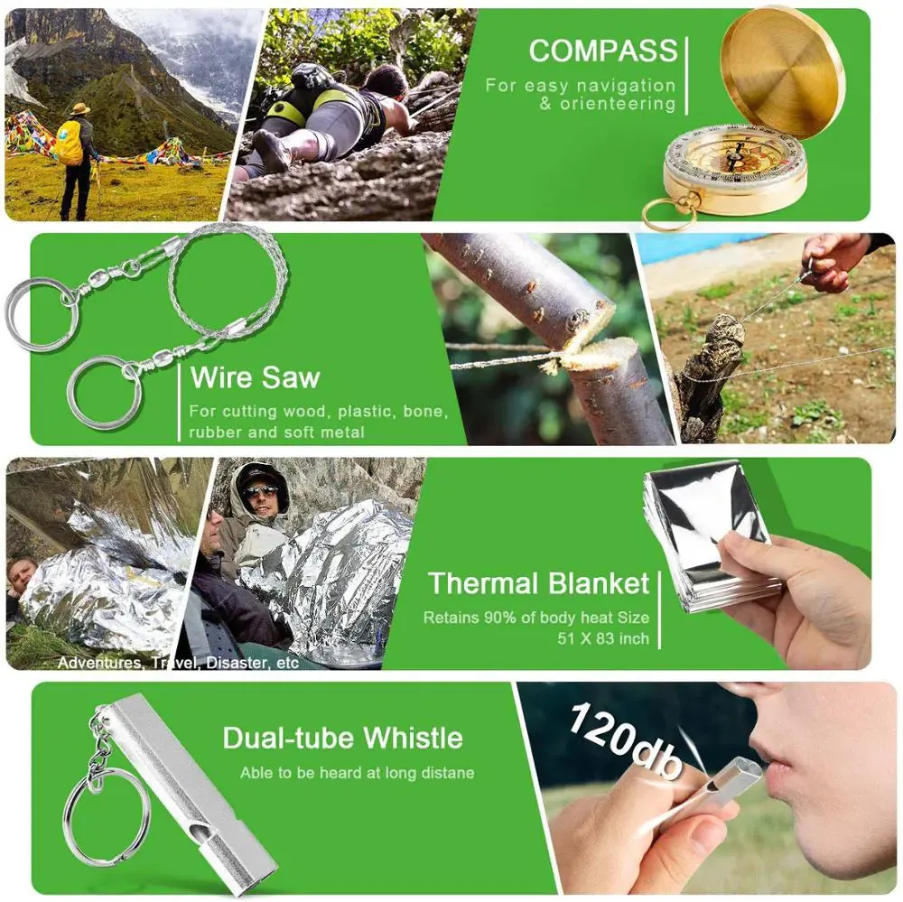 Outdoor Custom-built 18-in-1 Survival Kit Easy returns Gear