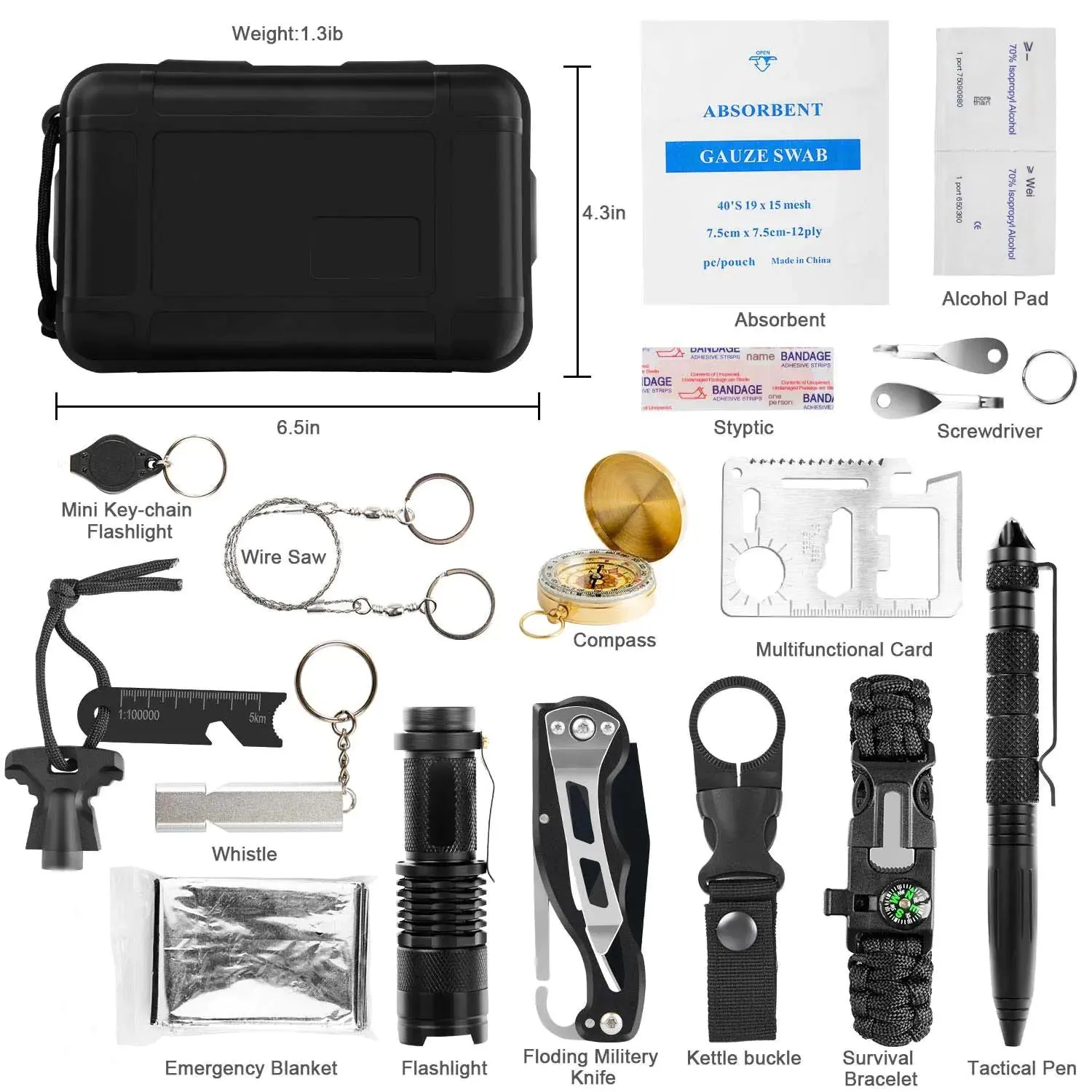 Outdoor Custom-built 18-in-1 Survival Kit Easy returns Gear