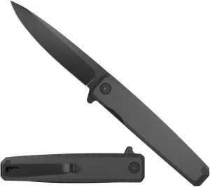 OUTDOOR EDGE - PELEUS - 3.3" Black Oxide Coated Corrosion Protected Steel, Modified Clip-Point Blade with Reinforced tip for Piercing & Cutting, Black G10 Scale Handle with Slim Liner Lock, Great Everyday Carry Knife for Men & Women