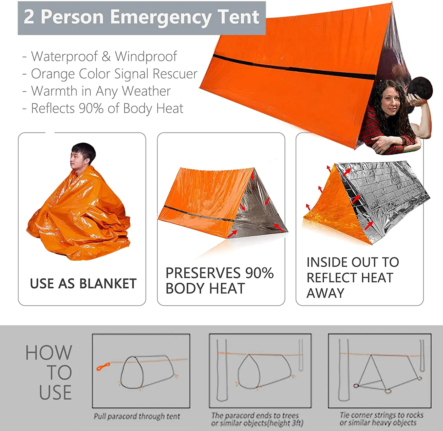 Outdoor First Aid Survival Kit for Adventure Camping Hiking Fishing - Trauma Emergency Bag and Survival Gear Kit 62 in 1 for Women Men SOS Kit