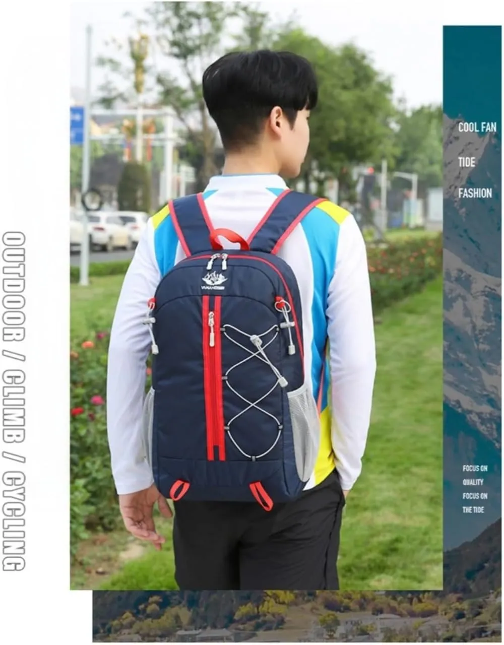 Outdoor Oxford Fabric Backpack,Hiking Cycling Backpack,Ultra-Light Multi-Functional Foldable Large Capacity Rucksack(Dark Blue)