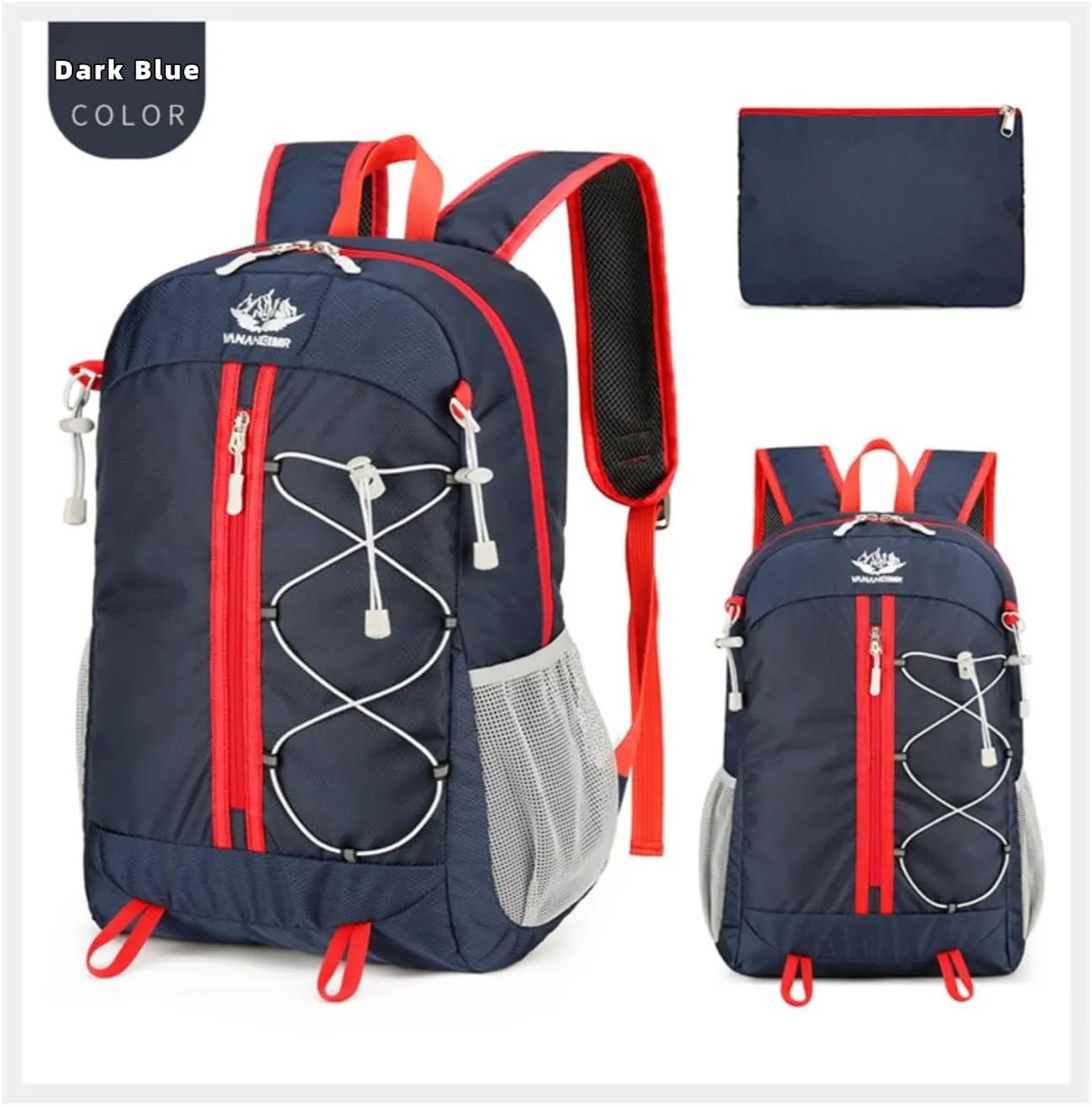 Outdoor Oxford Fabric Backpack,Hiking Cycling Backpack,Ultra-Light Multi-Functional Foldable Large Capacity Rucksack(Dark Blue)