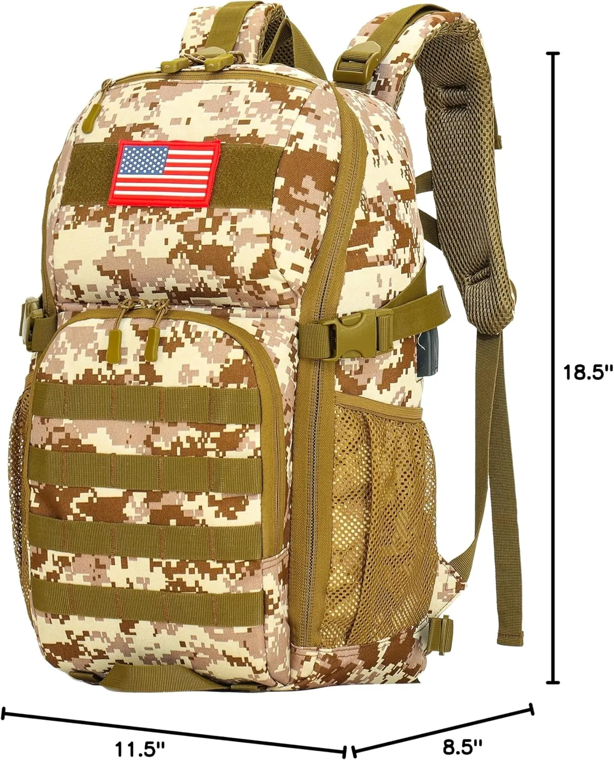 outdoor plus Camo Backpack,Military Boys Backpacks for School,Army Bookbag with USB Charging Port,30l/40L