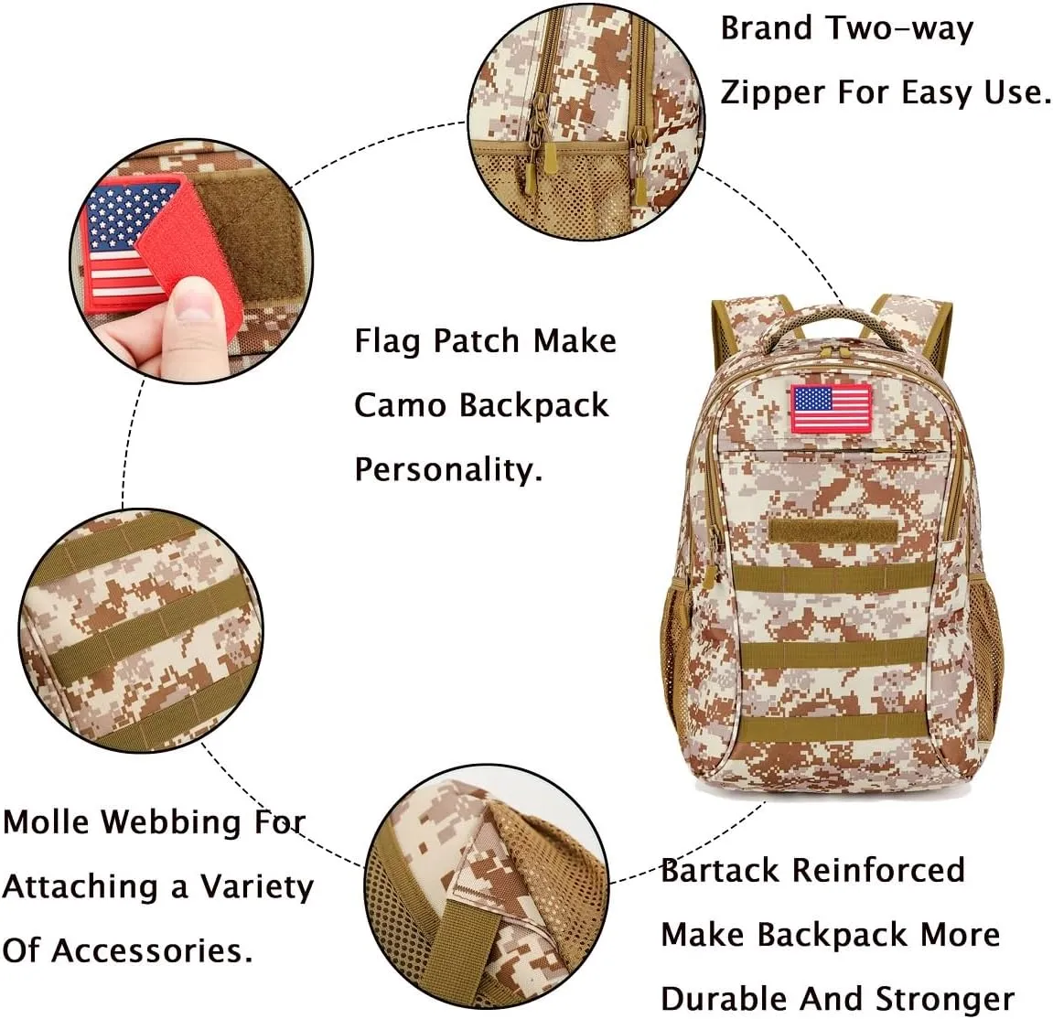 outdoor plus Camo Backpack,Military Boys Backpacks for School,Army Bookbag with USB Charging Port,30l/40L