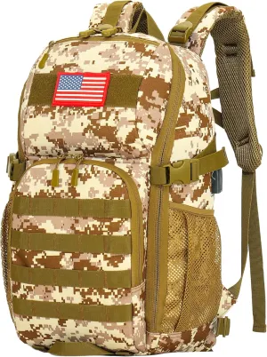 outdoor plus Camo Backpack,Military Boys Backpacks for School,Army Bookbag with USB Charging Port,30l/40L
